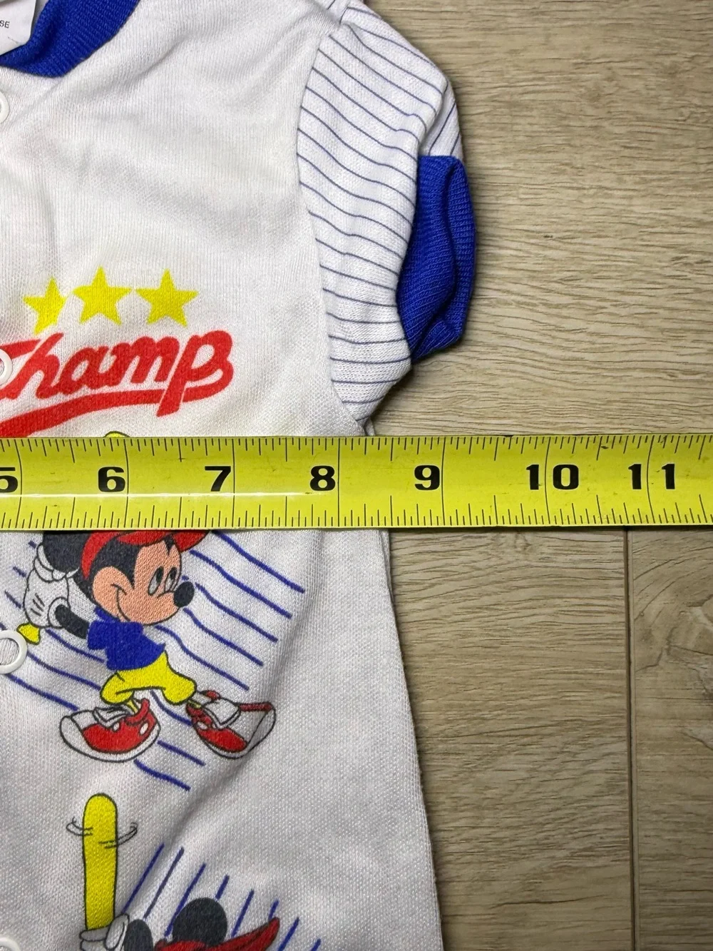 New Vintage 1980s Kids / Toddlers Disney Mickey Mouse Baseball Striped Romper